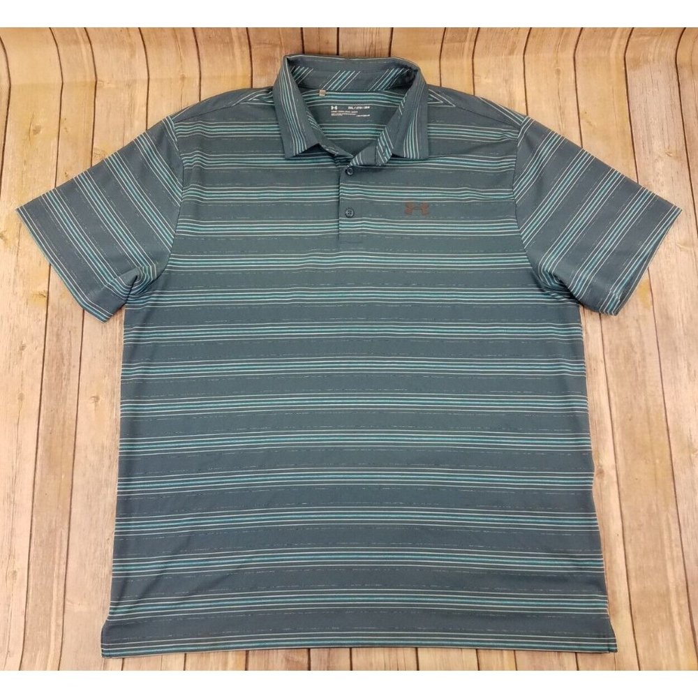 Under Armour Heatgear Men’s Athletic Short Sleeves Golf Polo Shirt 2XL Blue B74